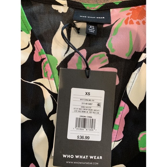 Women's Who What Wear Floral Print Sleeveless Dress, X-Small, NEW, 1020 - Picture 3 of 5